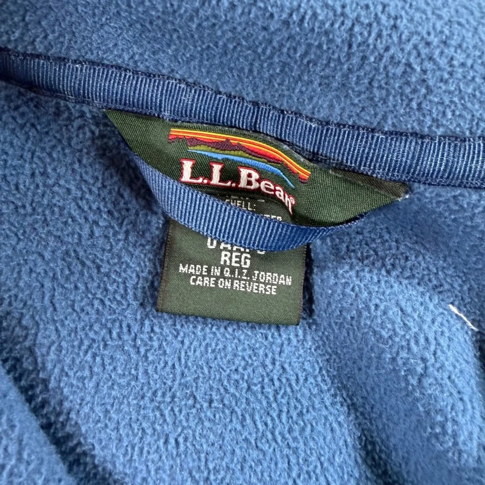 LL Bean Fleece Pullover Mens Large Blue Excellent Quarter Zip 0AAP8